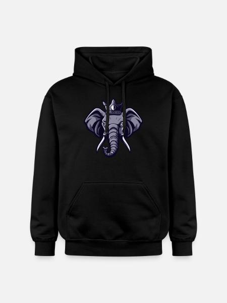 Elephant Head Crown - Gildan Unisex Softstyle® Midweight Hoodie - black