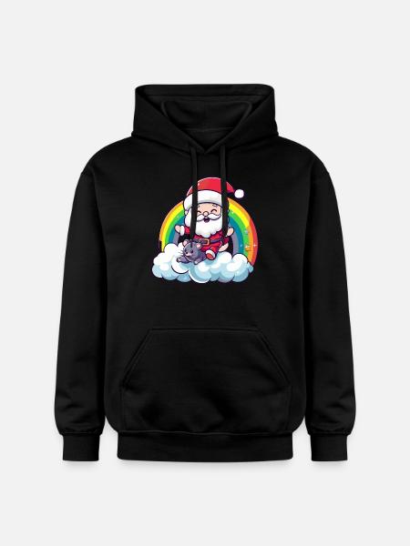 Mouse Santa Claus Rainbow - Gildan Unisex Softstyle® Midweight Hoodie - black