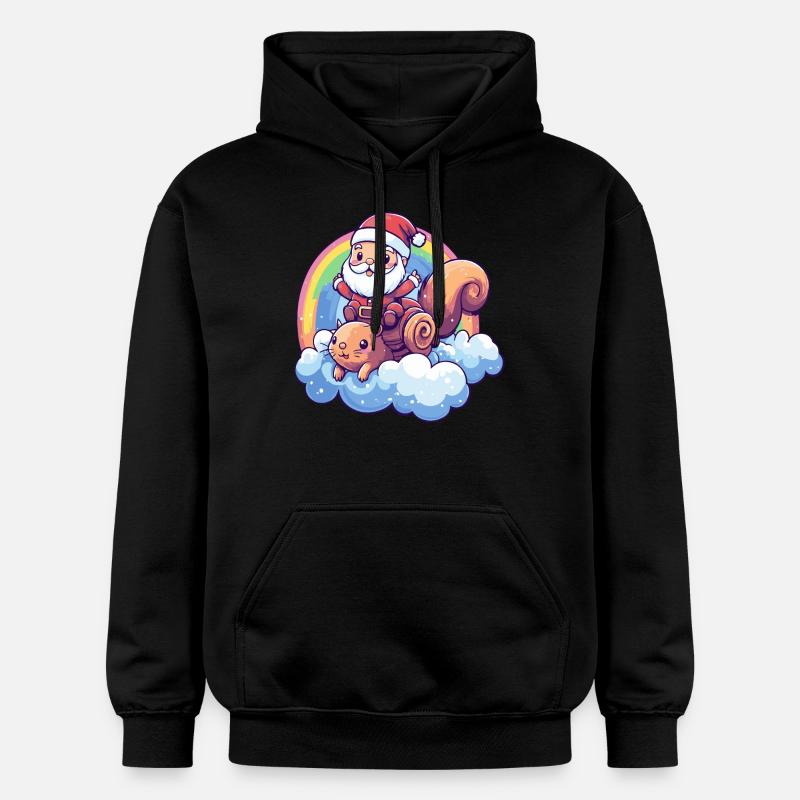 Écureuil Père Noël Arc-en-ciel - Sweat à capuche Softstyle® Gildan Unisexe - noir
