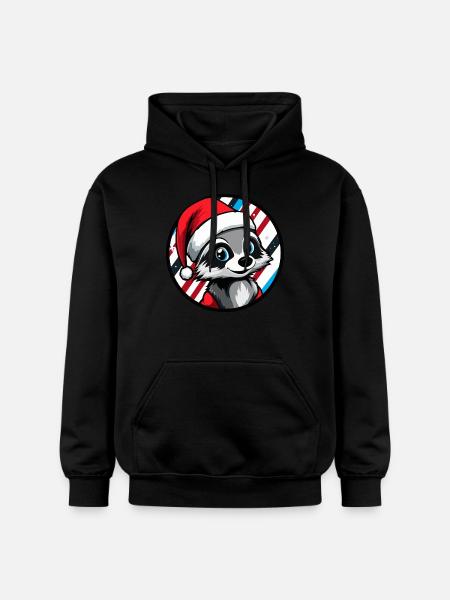 Raccoon Christmas X-Mas - Gildan Unisex Softstyle® Midweight Hoodie - black
