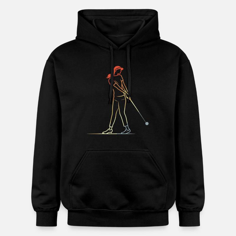 Dessin au trait de golfeuse - Sweat à capuche Softstyle® Gildan Unisexe - noir