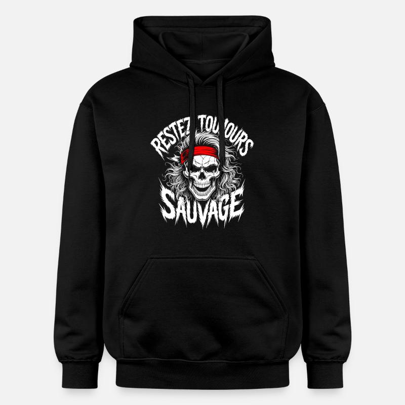 Restez Sauvage Skull - Sweat à capuche Softstyle® Gildan Unisexe - noir