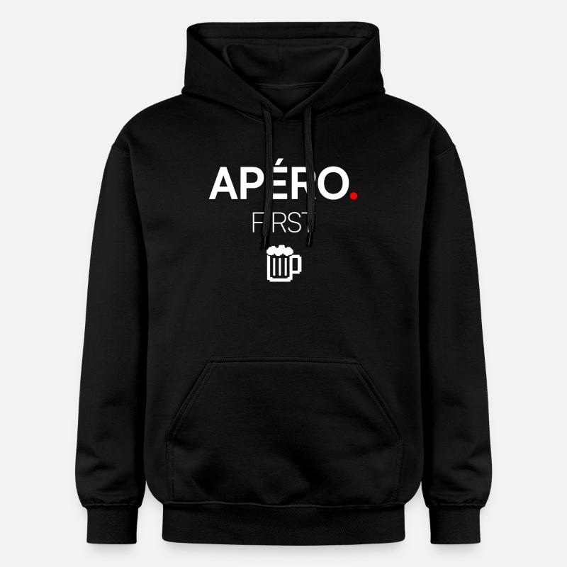 APERO FIRST | T-shirt humour apéro - Sweat à capuche Softstyle® Gildan Unisexe - noir