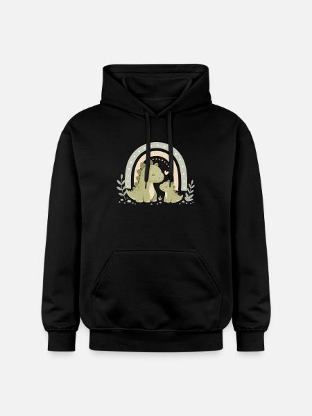 Cute dinosaur family motif - Gildan Unisex Softstyle® Midweight Hoodie - black
