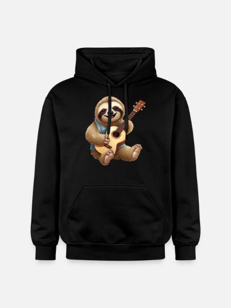 Faultier-Gitarrist: Akustikmelodien in Slow-Motion - Gildan Unisex Softstyle® Midweight Hoodie - Schwarz
