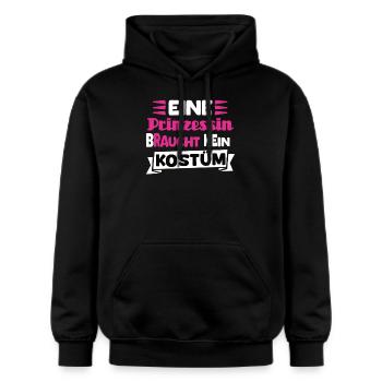 Eine Prinzessin Braucht Kein Kostüm - Gildan Unisex Softstyle® Midweight Hoodie - Schwarz - Vorne - Marisol (170cm) & Nik (191cm)
