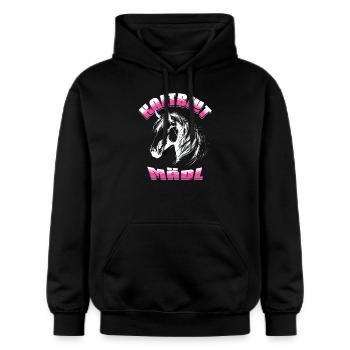 Kaltblut Mädl - für Reiterinnen und Pferdemädchen - Gildan Unisex Softstyle® Midweight Hoodie - Schwarz - Vorne - Marisol (170cm) & Nik (191cm)