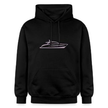 Boot Yacht Silhouette Minimalistisch - Gildan Unisex Softstyle® Midweight Hoodie - Schwarz - Vorne - Marisol (170cm) & Nik (191cm)