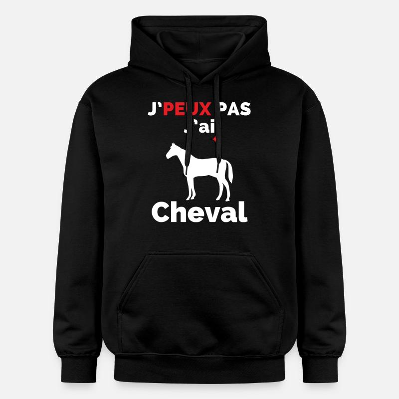 J'peux pas j'ai Cheval - Sweat à capuche Softstyle® Gildan Unisexe - noir