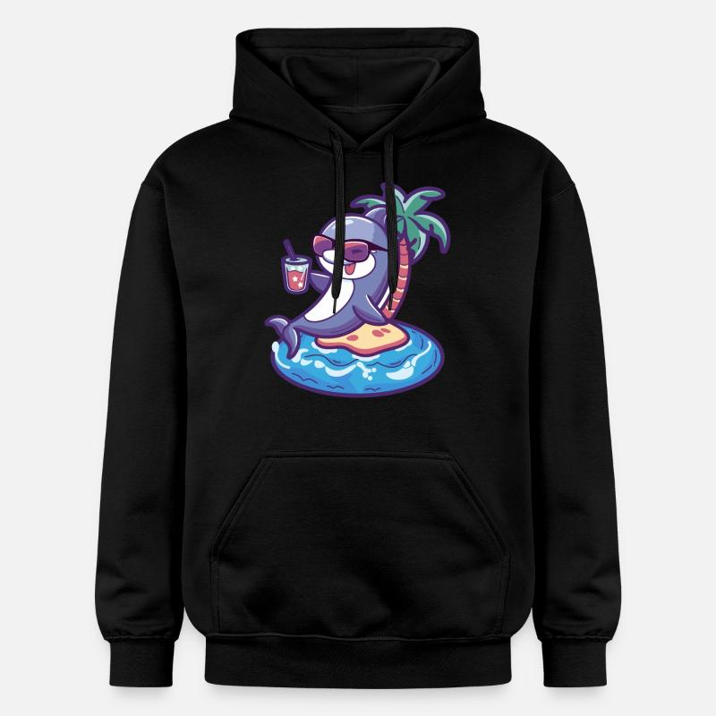 Delfin Sommer Strand Comic - Gildan Unisex Softstyle® Midweight Hoodie - Schwarz