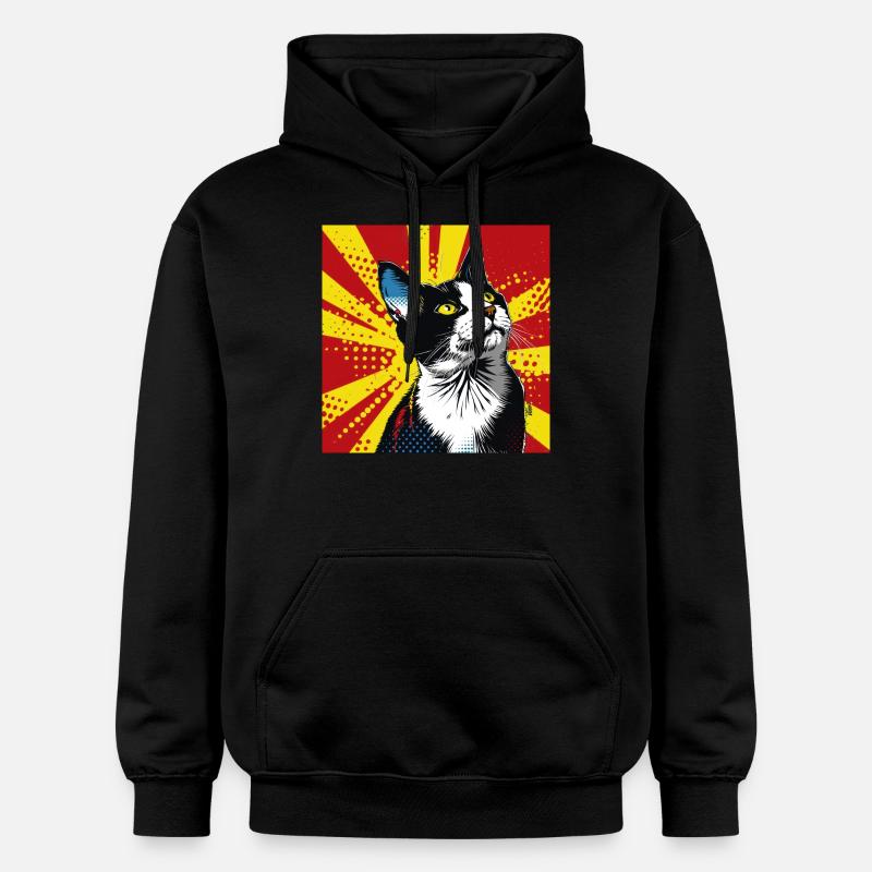 Chat, Motif De Chat - Sweat à capuche Softstyle® Gildan Unisexe - noir