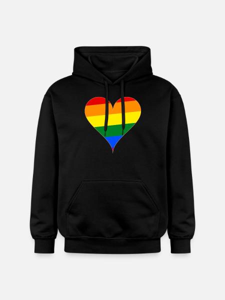 Heart rainbow flag gift - Gildan Unisex Softstyle® Midweight Hoodie - black