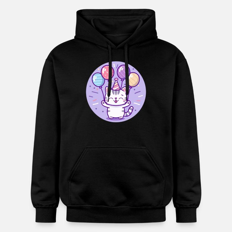 Chat Anniversaire Bébé - Sweat à capuche Softstyle® Gildan Unisexe - noir