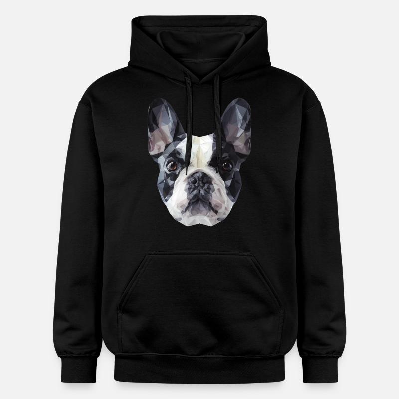 Bouledogue français Low Poly Design - Sweat à capuche Softstyle® Gildan Unisexe - noir