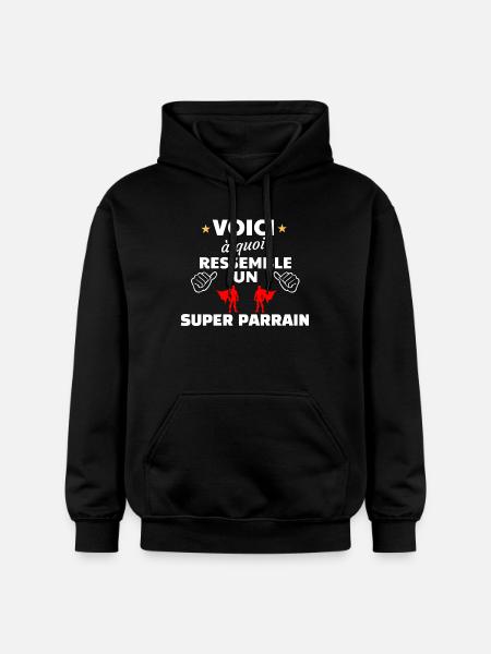 Humour Super Parrain Illustration - Sweat à capuche Softstyle® Gildan Unisexe - noir