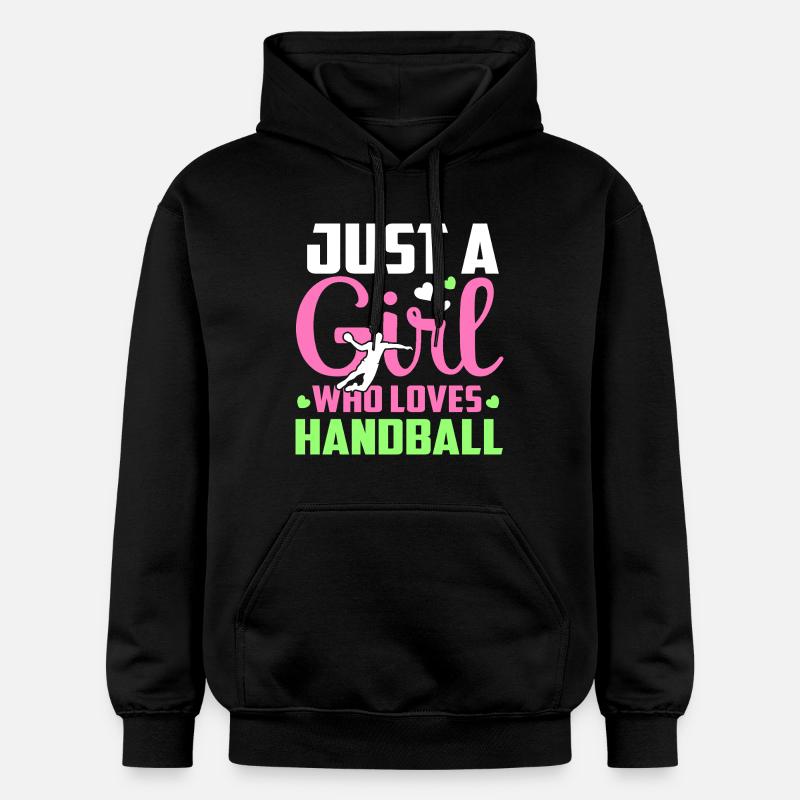 einfach ein Mädchen, das Handball liebt - Gildan Unisex Softstyle® Midweight Hoodie - Schwarz