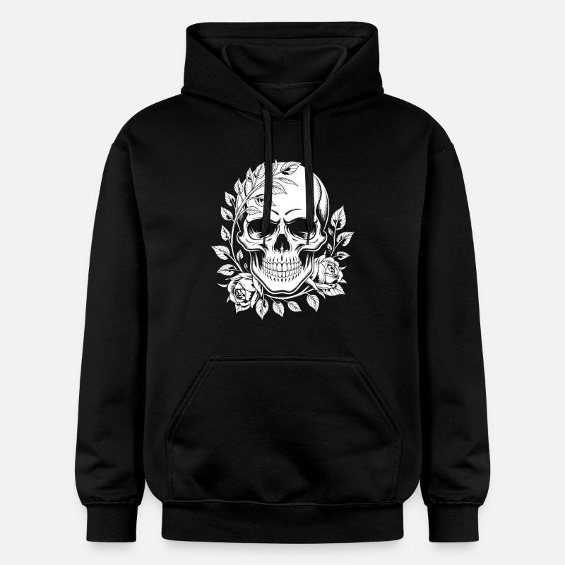 Crâne avec couronne de fleurs - Sweat à capuche Softstyle® Gildan Unisexe - noir