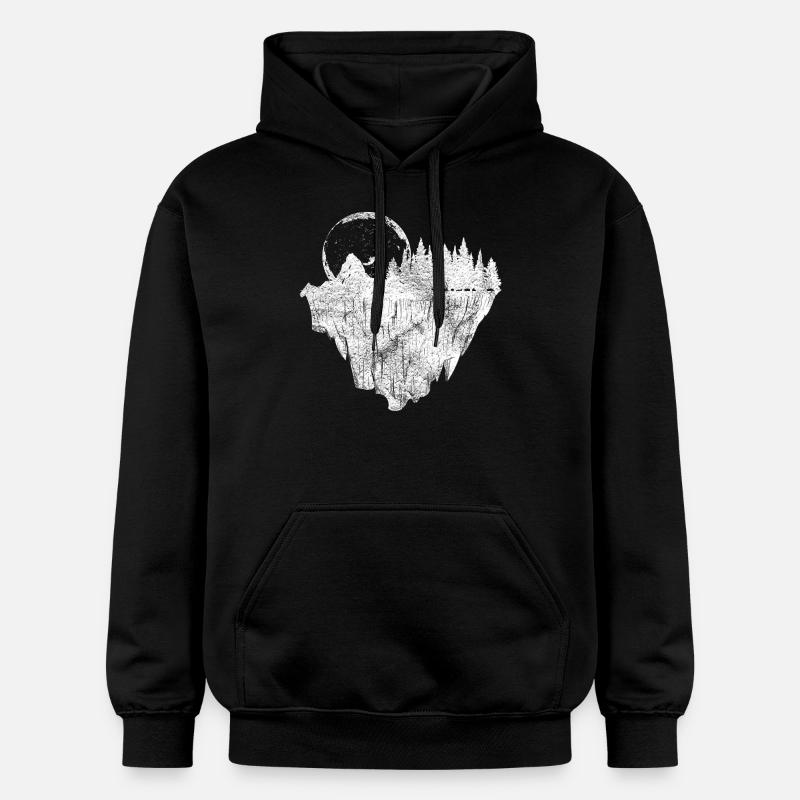 Nature du hipster moon - Sweat à capuche Softstyle® Gildan Unisexe - noir