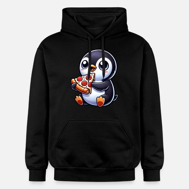 Mignon pingouin pizza dessin animé - Sweat à capuche Softstyle® Gildan Unisexe - noir