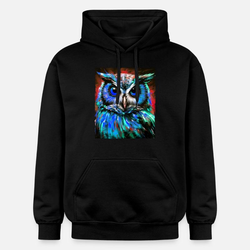 Portrait de hibou - Sweat à capuche Softstyle® Gildan Unisexe - noir