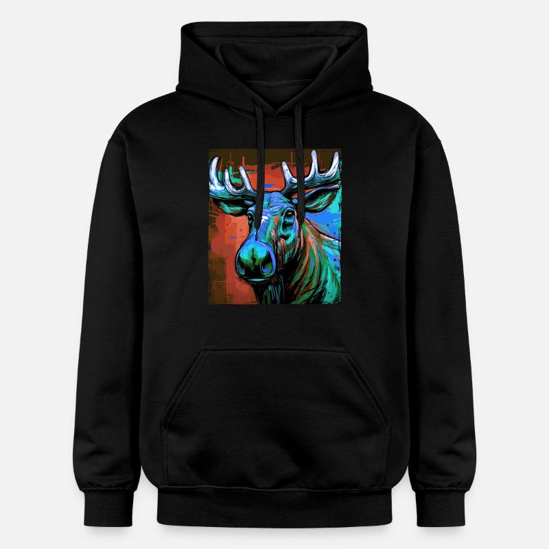 Portrait d’orignal - Sweat à capuche Softstyle® Gildan Unisexe - noir