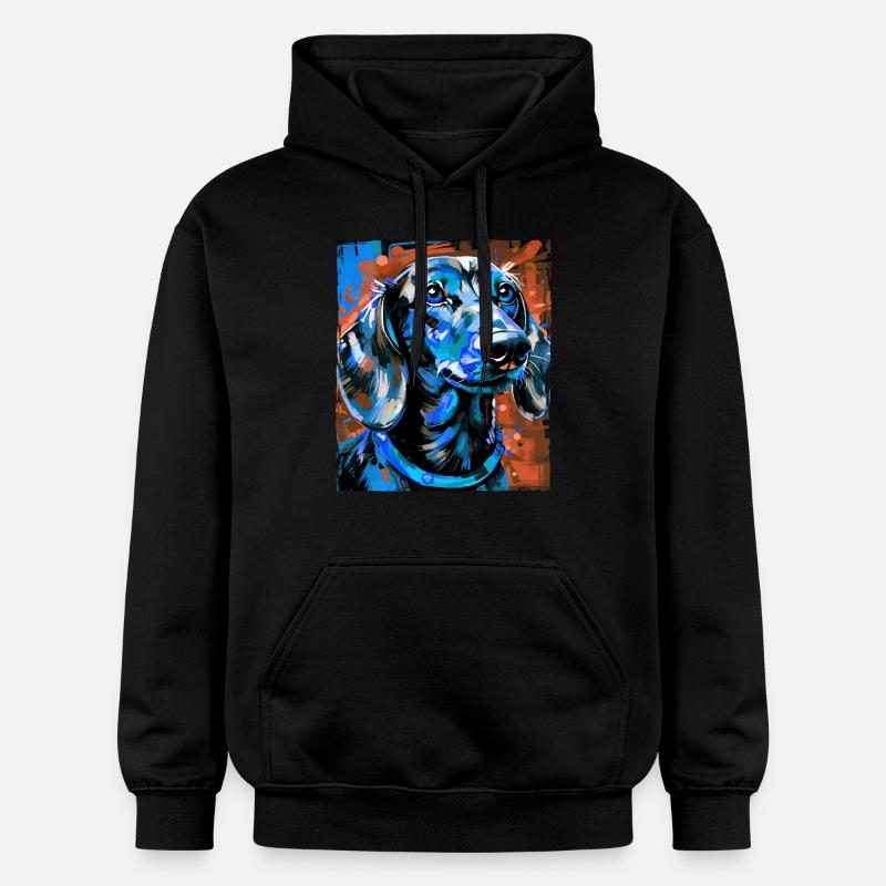 Teckel Chien Portrait Teckel - Sweat à capuche Softstyle® Gildan Unisexe - noir