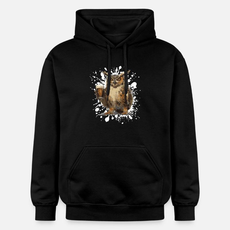 Hibou Bière Drôle - Sweat à capuche Softstyle® Gildan Unisexe - noir