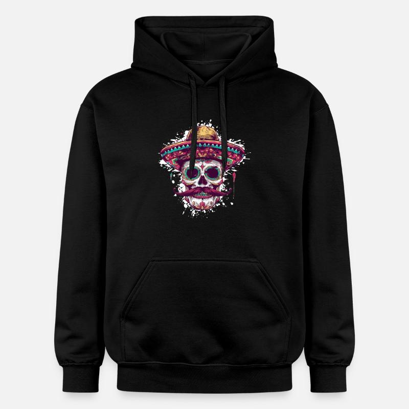 Sombrero Crâne Mexicain - Sweat à capuche Softstyle® Gildan Unisexe - noir