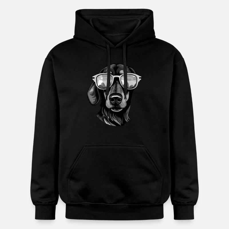 Tête de chien teckel Teckel - Sweat à capuche Softstyle® Gildan Unisexe - noir