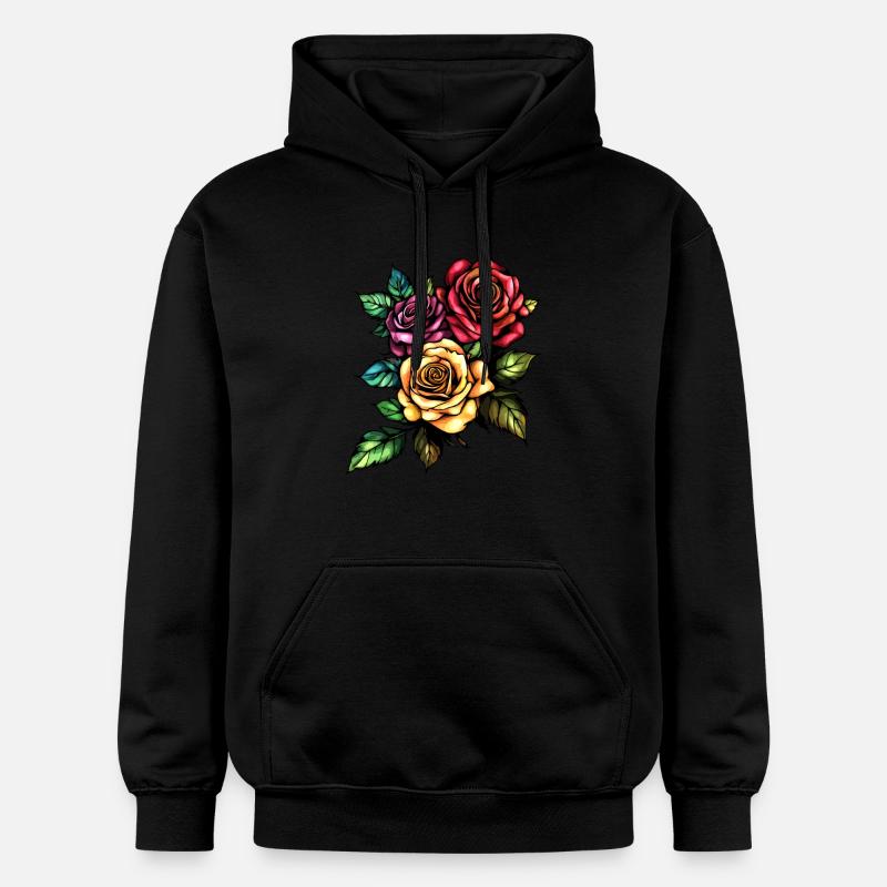 Roses Fleurs Amour - Sweat à capuche Softstyle® Gildan Unisexe - noir