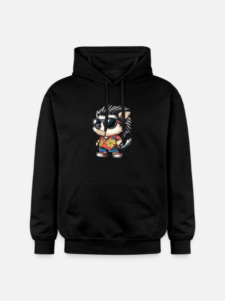Hedgehog Comic Funny Summer - Gildan Unisex Softstyle® Midweight Hoodie - black