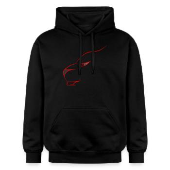 Löwe Bitcoin im Auge - Gildan Unisex Softstyle® Midweight Hoodie - Schwarz - Vorne - Marisol (170cm) & Nik (191cm)