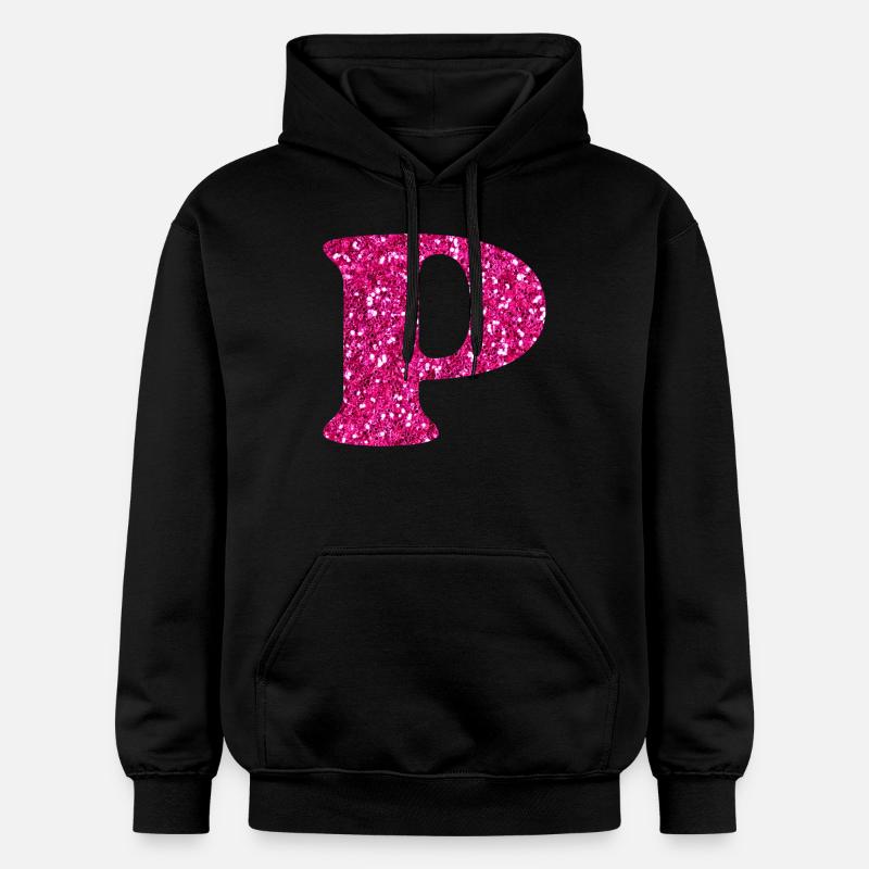 Lettre p rose pailleté - Sweat à capuche Softstyle® Gildan Unisexe - noir