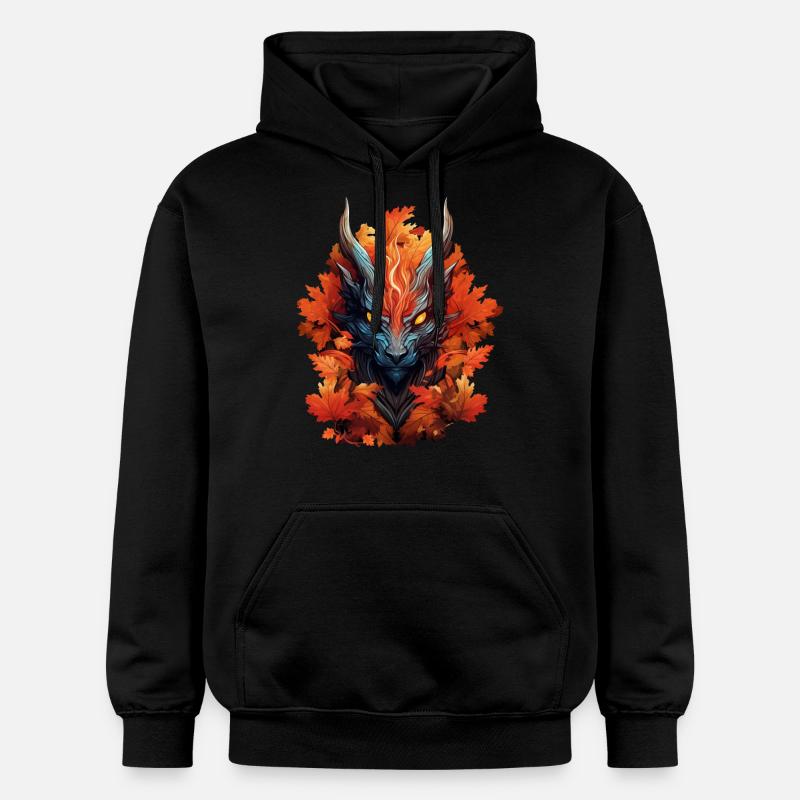 Dragon d’automne en feuillage - Sweat à capuche Softstyle® Gildan Unisexe - noir