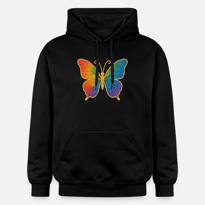Papillon arc-en-ciel scintillant - Sweat à capuche Softstyle® Gildan Unisexe - noir