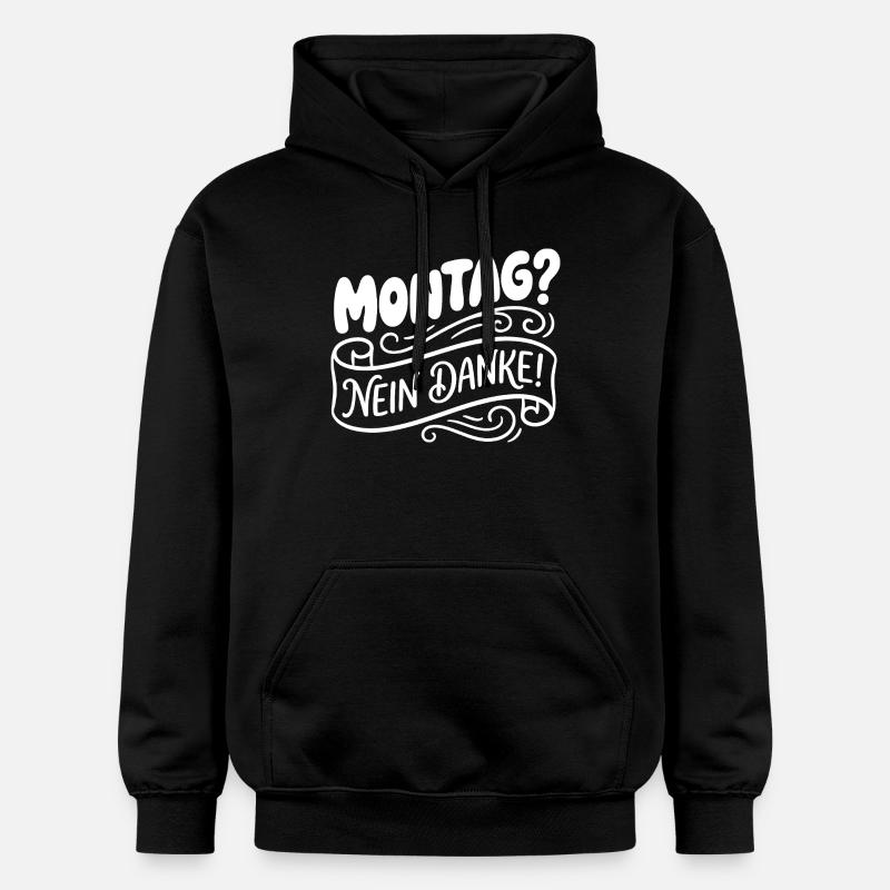 Lundi? Non merci! Lettrage manuel - Sweat à capuche Softstyle® Gildan Unisexe - noir
