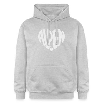 Alpen Herz-Logo - Gildan Unisex Softstyle® Midweight Hoodie - Hellgrau meliert - Vorne - Liana (172cm) & Jaron (178cm)