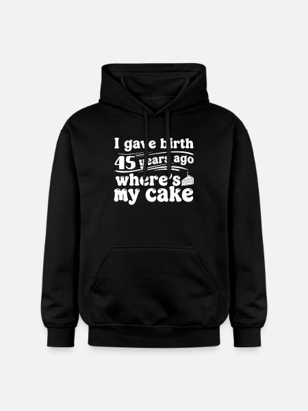 Birthday 45 years ago – cake? - Gildan Unisex Softstyle® Midweight Hoodie - black
