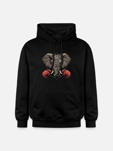 Éléphant Boxer MMA Logo - Sweat à capuche Softstyle® Gildan Unisexe - noir