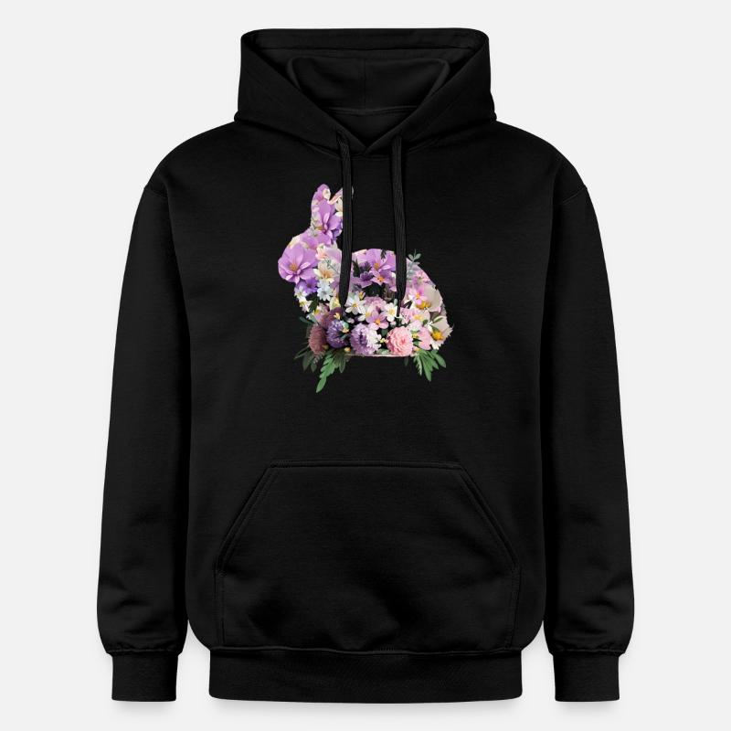 Fleurs lapin de Pâques - Sweat à capuche Softstyle® Gildan Unisexe - noir