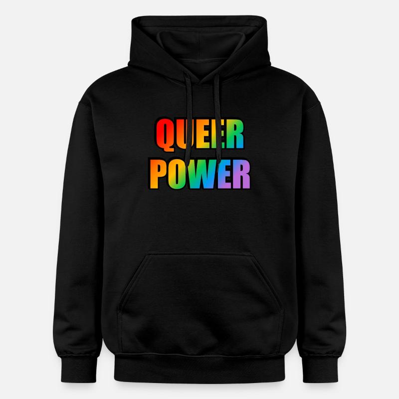 Queer Power Texte arc-en-ciel - Sweat à capuche Softstyle® Gildan Unisexe - noir