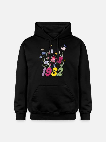 Geburtsjahr 1932 Wildblumen - Gildan Unisex Softstyle® Midweight Hoodie - Schwarz