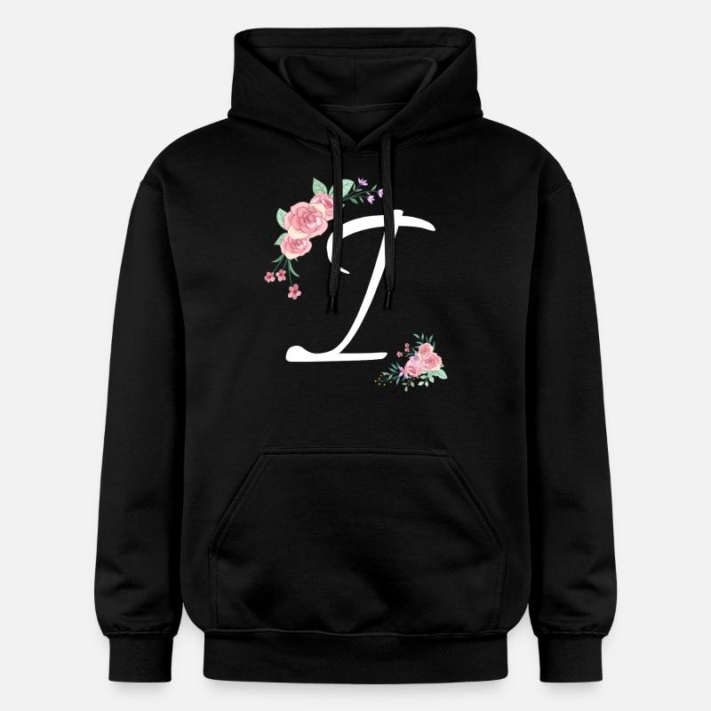 Lettre i fleurs - Sweat à capuche Softstyle® Gildan Unisexe - noir