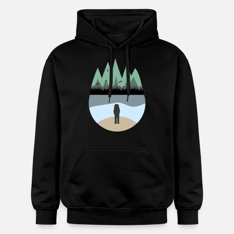 Astronaute à la mer - Sweat à capuche Softstyle® Gildan Unisexe - noir