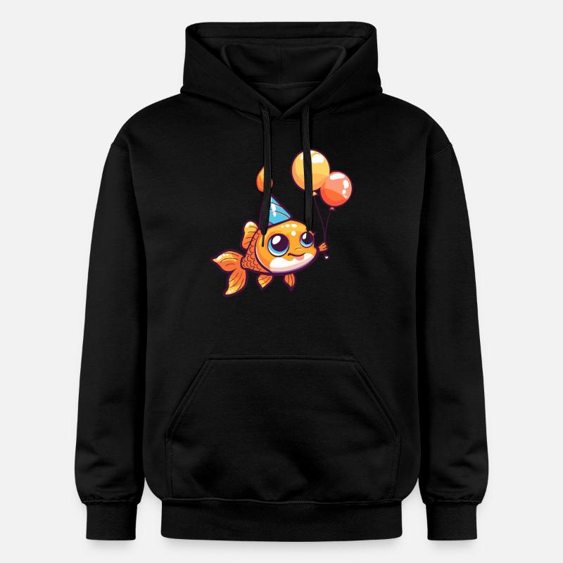 Poisson rouge anniversaire bébé - Sweat à capuche Softstyle® Gildan Unisexe - noir