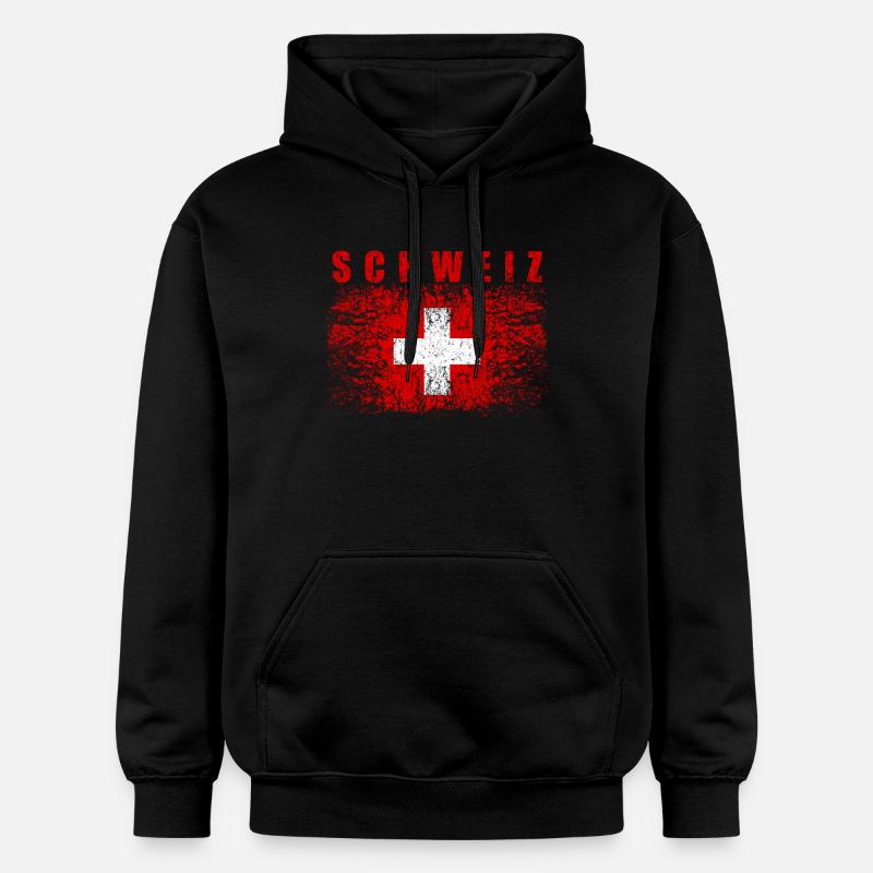 Suisse drapeau 008 dessins ronds - Sweat à capuche Softstyle® Gildan Unisexe - noir