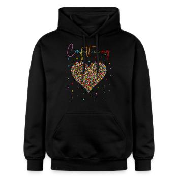 Konfetti im Herzen - Confetti in my heart - Gildan Unisex Softstyle® Midweight Hoodie - Schwarz - Vorne - Marisol (170cm) & Nik (191cm)