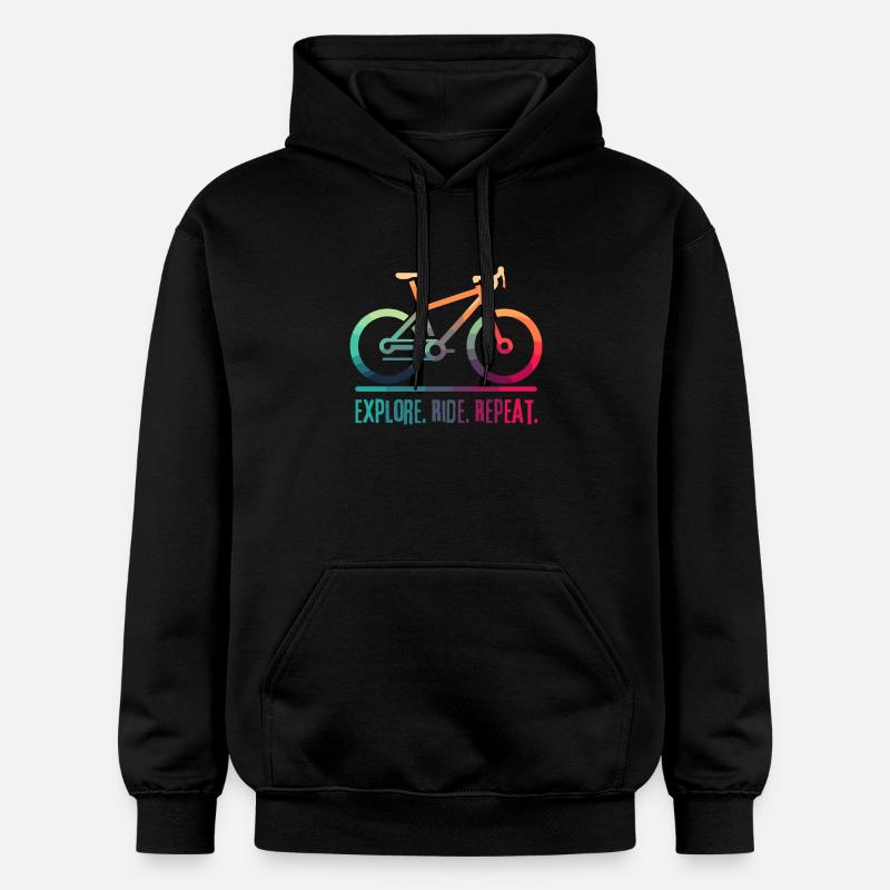 Explore Ride Repeat - projekt dla rowerzysty - Bluza z kapturem typu unisex Gildan Softstyle® Midweight - czarny