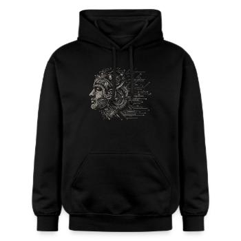 Hirn im Schaltkreis-Design - Gildan Unisex Softstyle® Midweight Hoodie - Schwarz - Vorne - Marisol (170cm) & Nik (191cm)