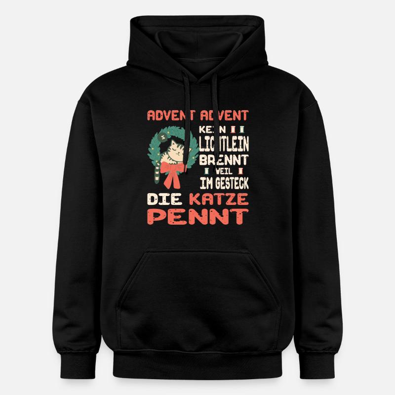 Temps de l’Avent avec chat - Sweat à capuche Softstyle® Gildan Unisexe - noir